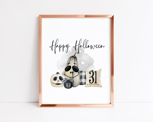 Happy halloween spooky boo seasonal watercolour unframed wall art poster print