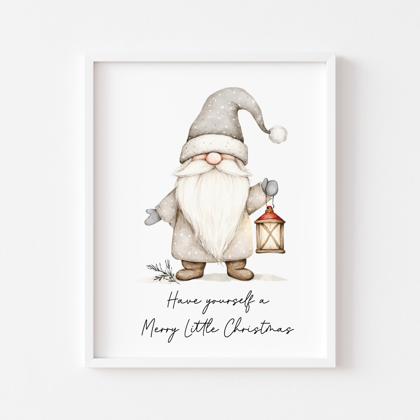 Have yourself a Merry little Christmas neutral beige gonk gnome xmas seasonal cute unframed wall art poster print