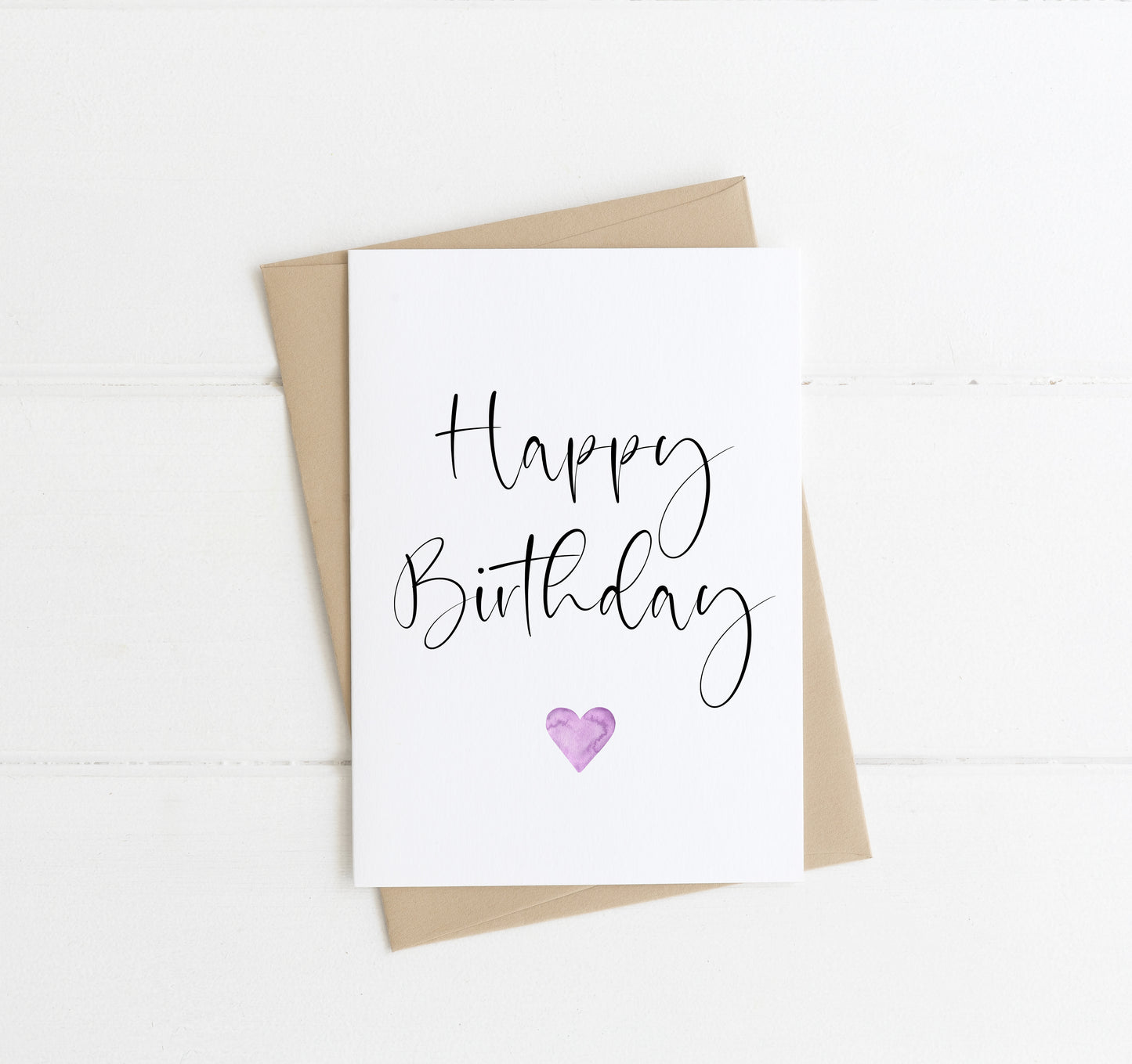 £1 CARD SALE - Happy Birthday watercolour Purple Heart