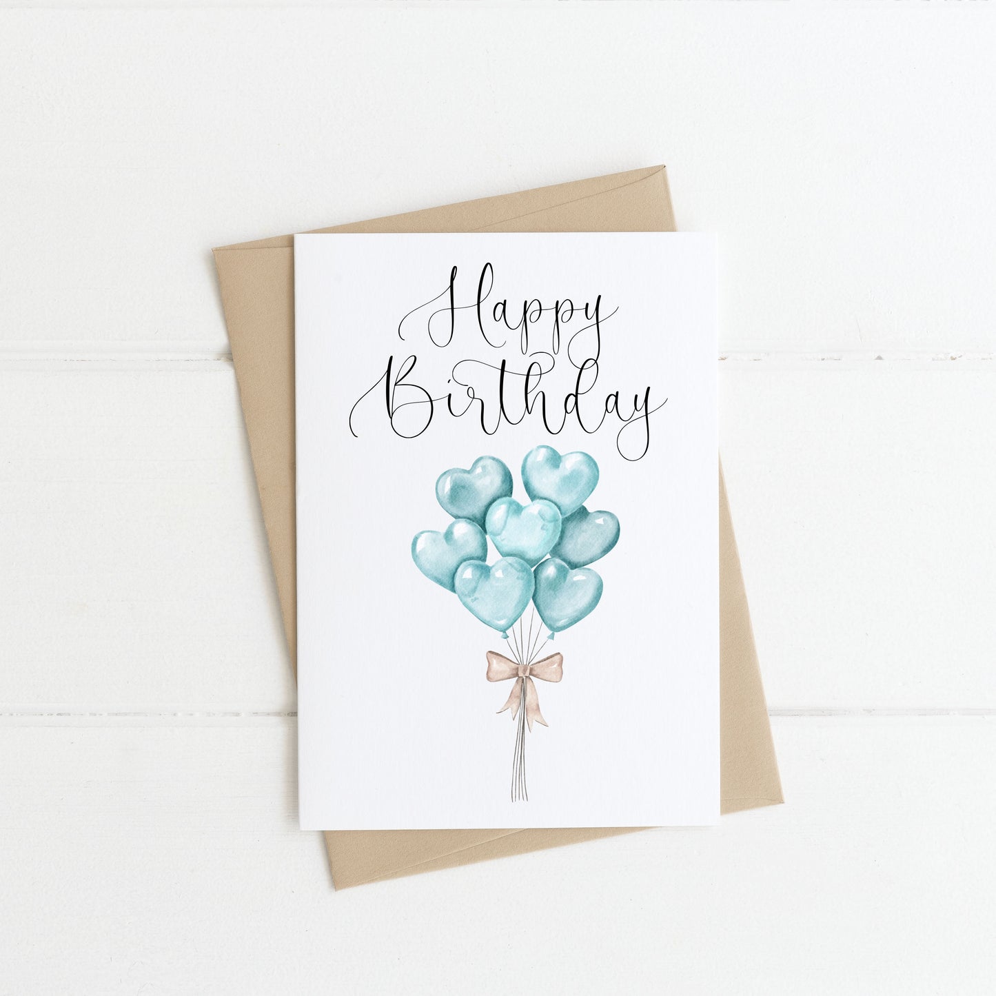£1 CARD SALE - Happy Birthday Blue heart balloons