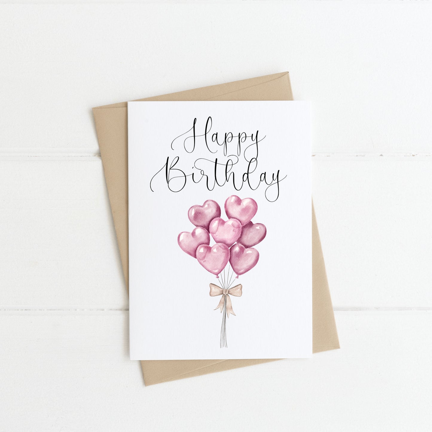 £1 CARD SALE - Happy Birthday Pink heart balloons