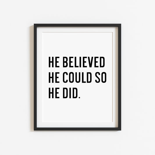 Boys motivational print, kids bedroom positive nursery decor (unframed)