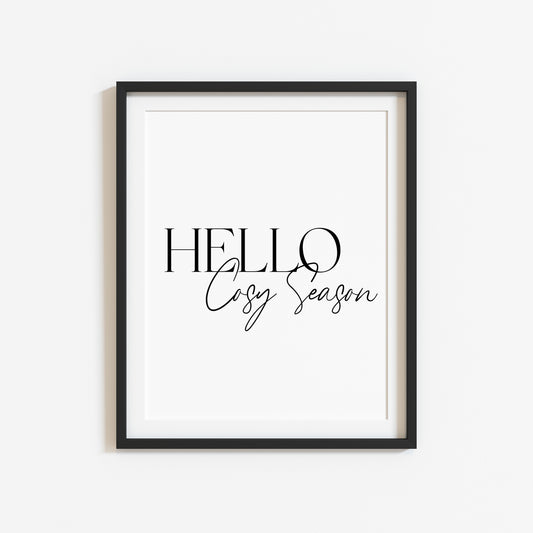 Autumn print Hello Cosy season Fall home decor unframed wall art poster print