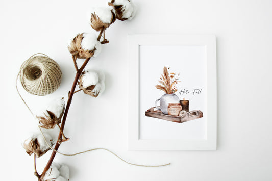 Hello Fall Autumn watercolour display seasonal fall unframed wall art poster print