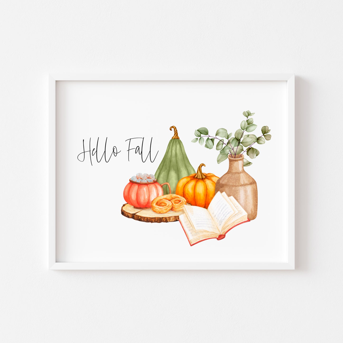Happy fall, autumn favourites green orange accessories landscape unframed wall art poster print