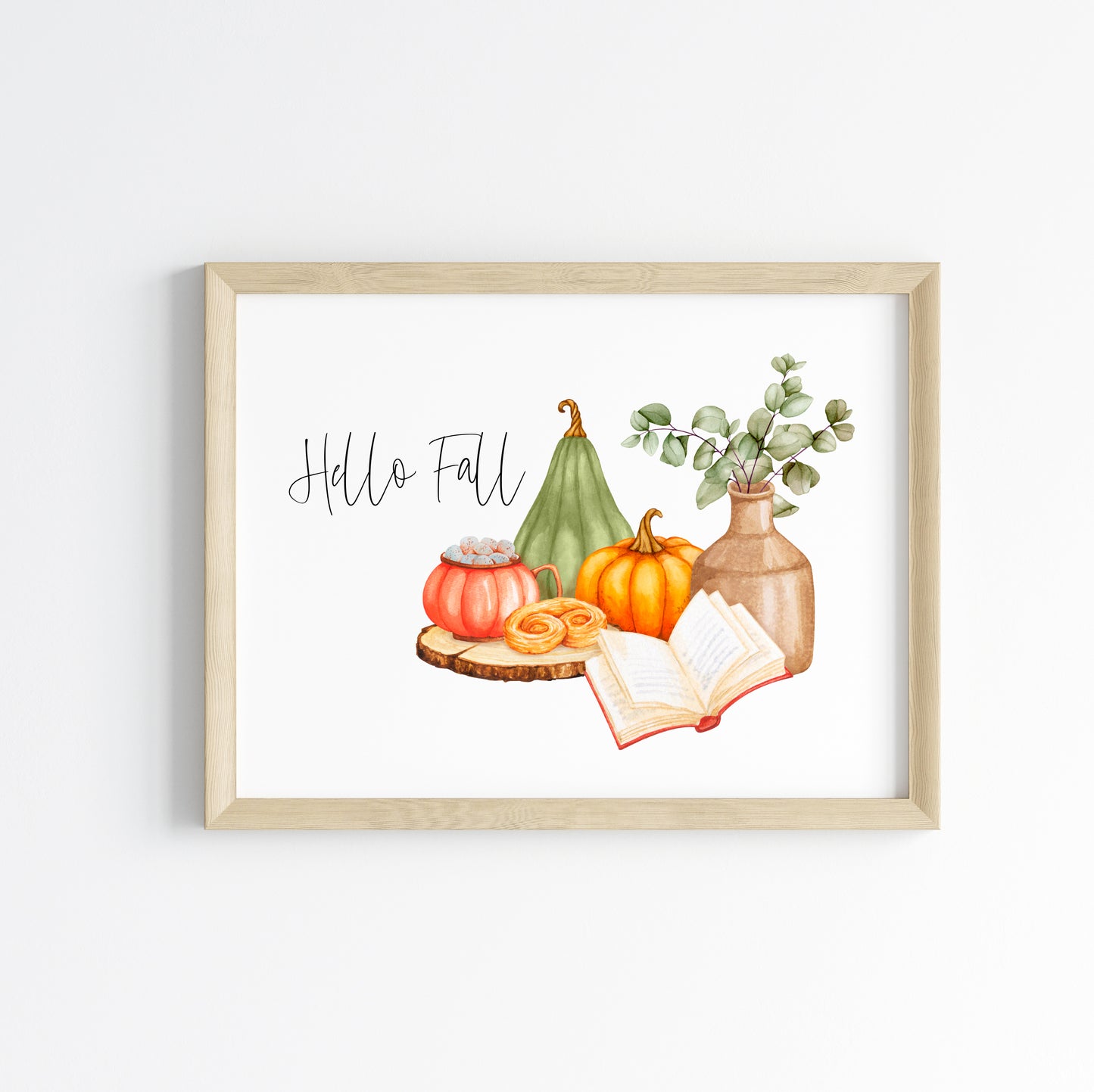 Happy fall, autumn favourites green orange accessories landscape unframed wall art poster print