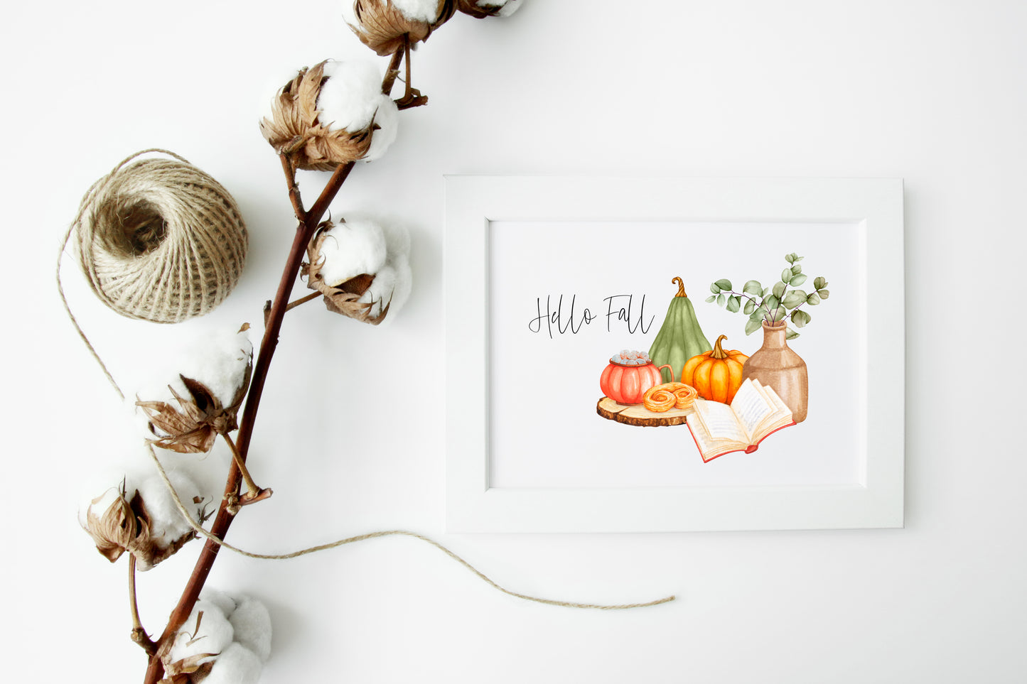 Happy fall, autumn favourites green orange accessories landscape unframed wall art poster print