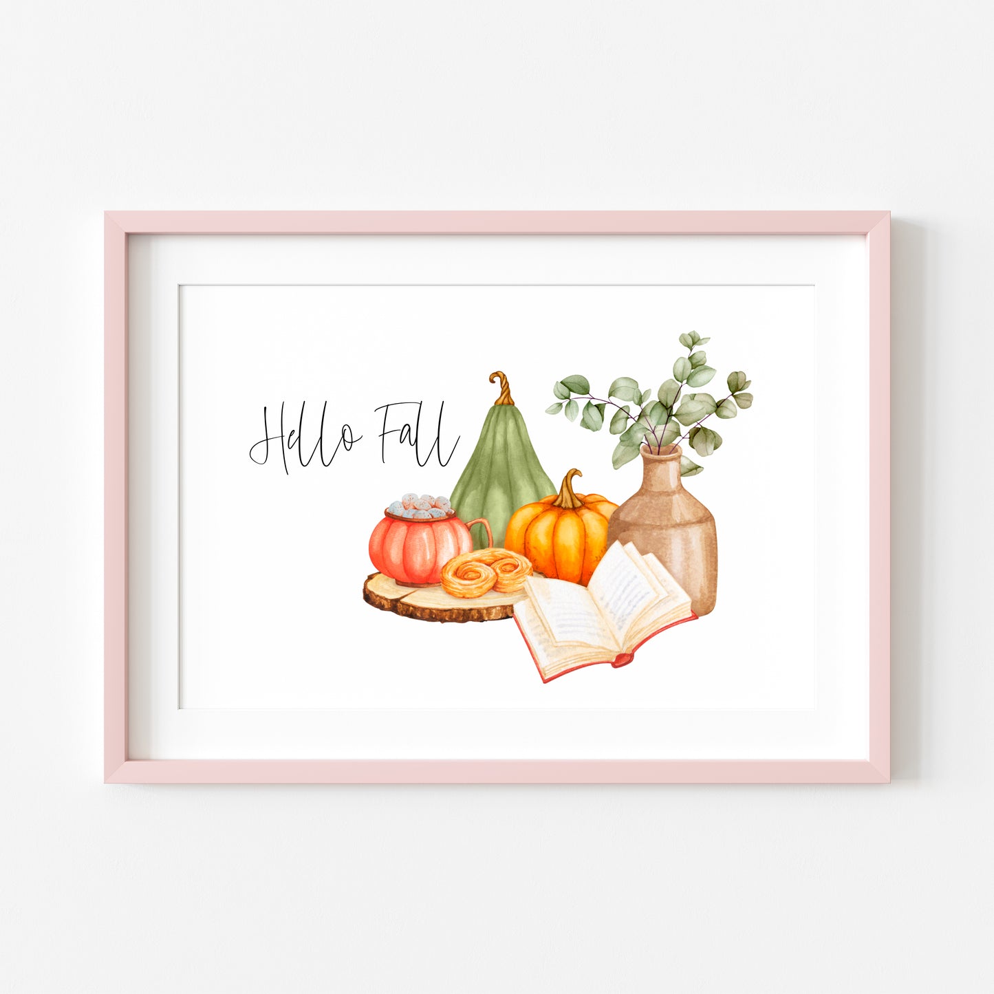 Happy fall, autumn favourites green orange accessories landscape unframed wall art poster print