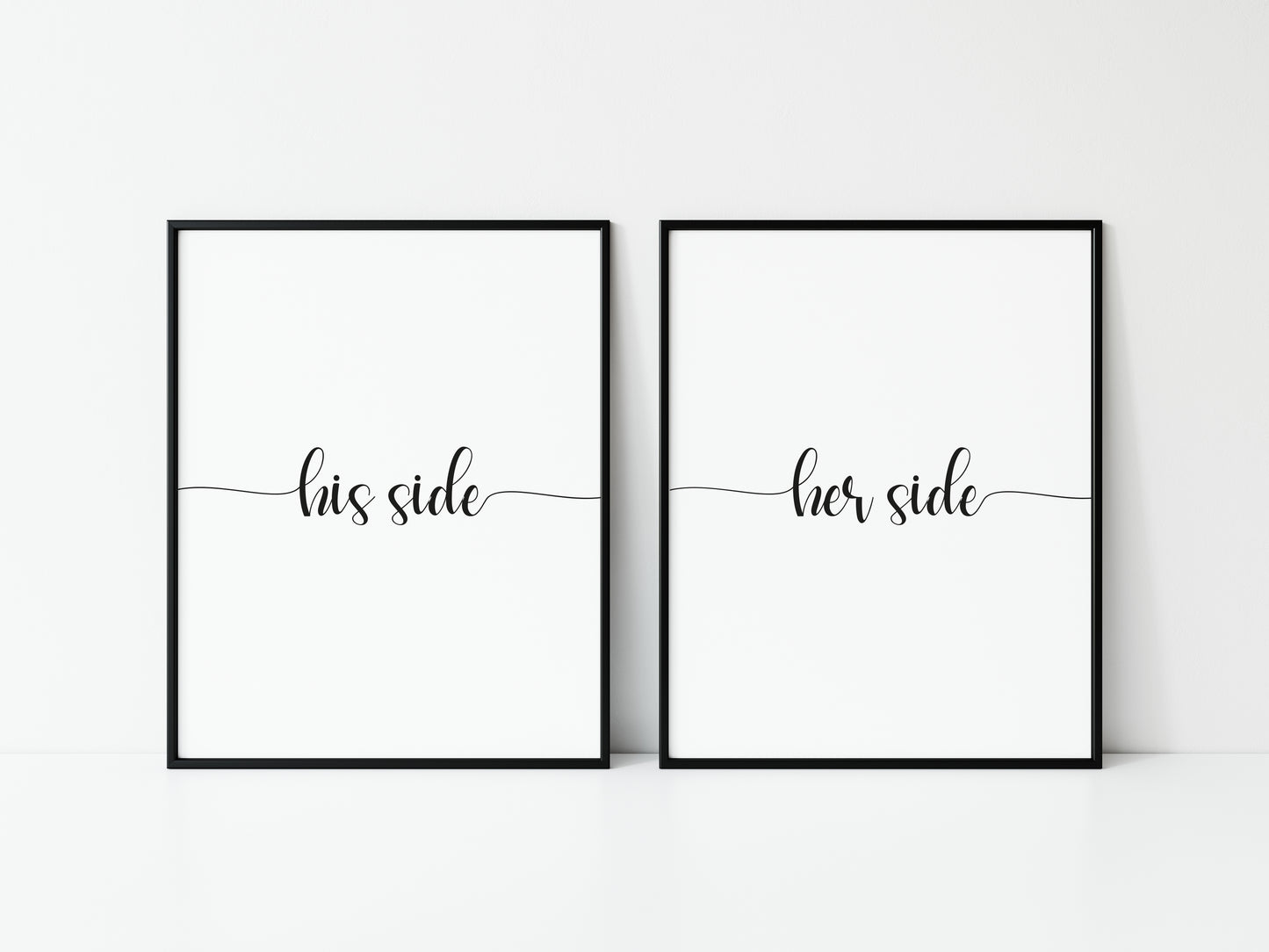 Set of 2 bedroom prints, swirly His and hers, his and his, or hers and hers bedroom unframed wall art poster prints