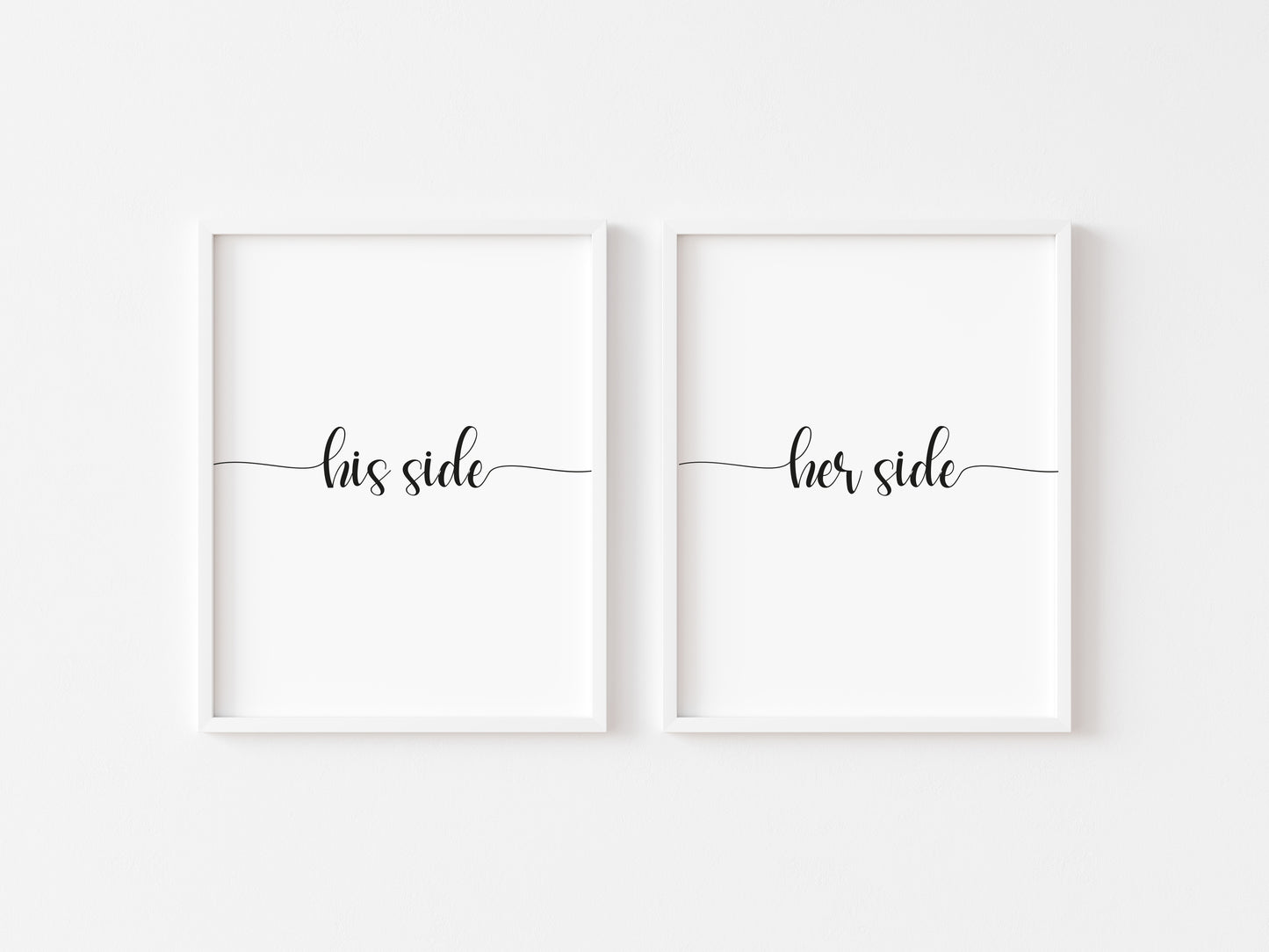 Set of 2 bedroom prints, swirly His and hers, his and his, or hers and hers bedroom unframed wall art poster prints