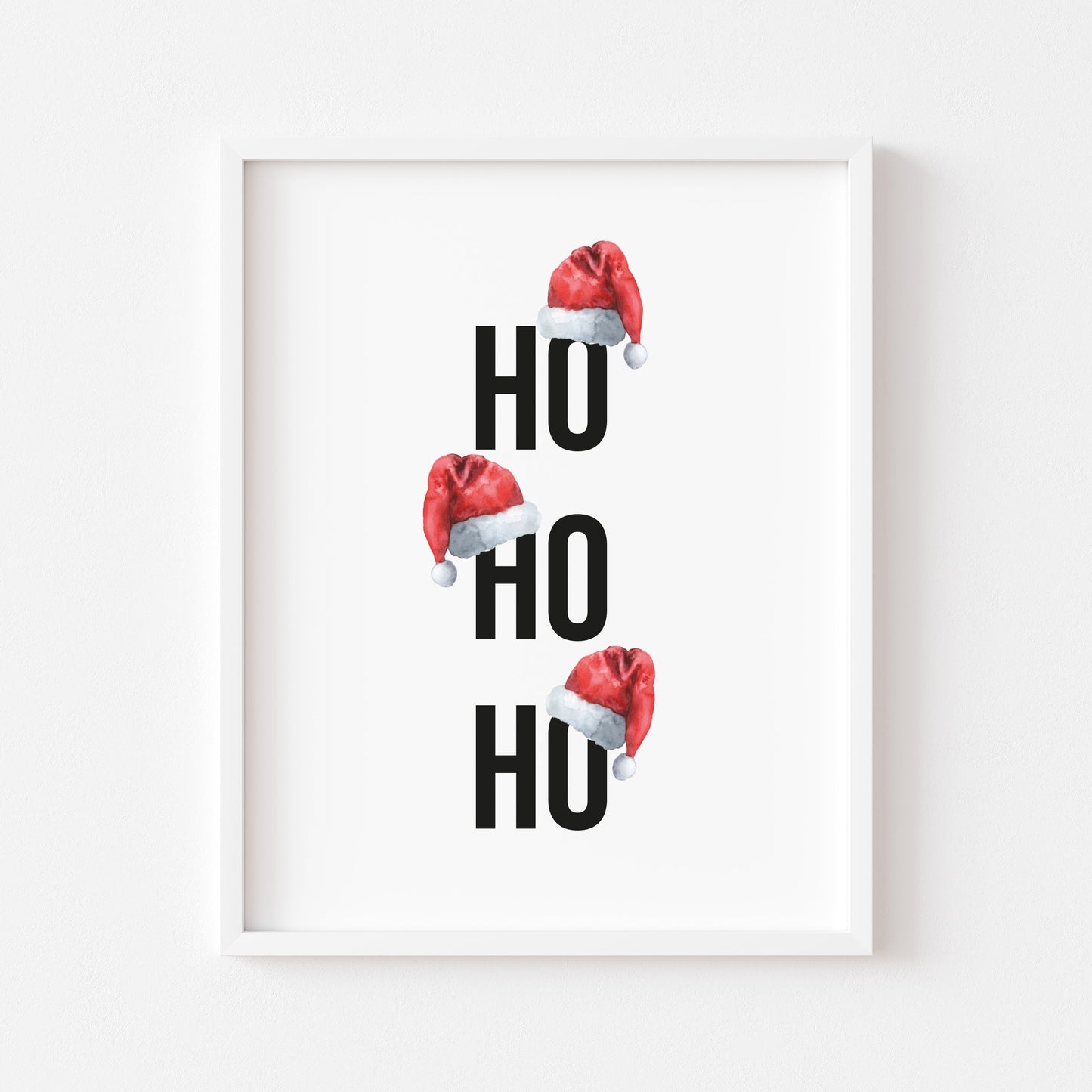 Ho Ho Ho Red Santa Hats Christmas seasonal unframed wall art poster print