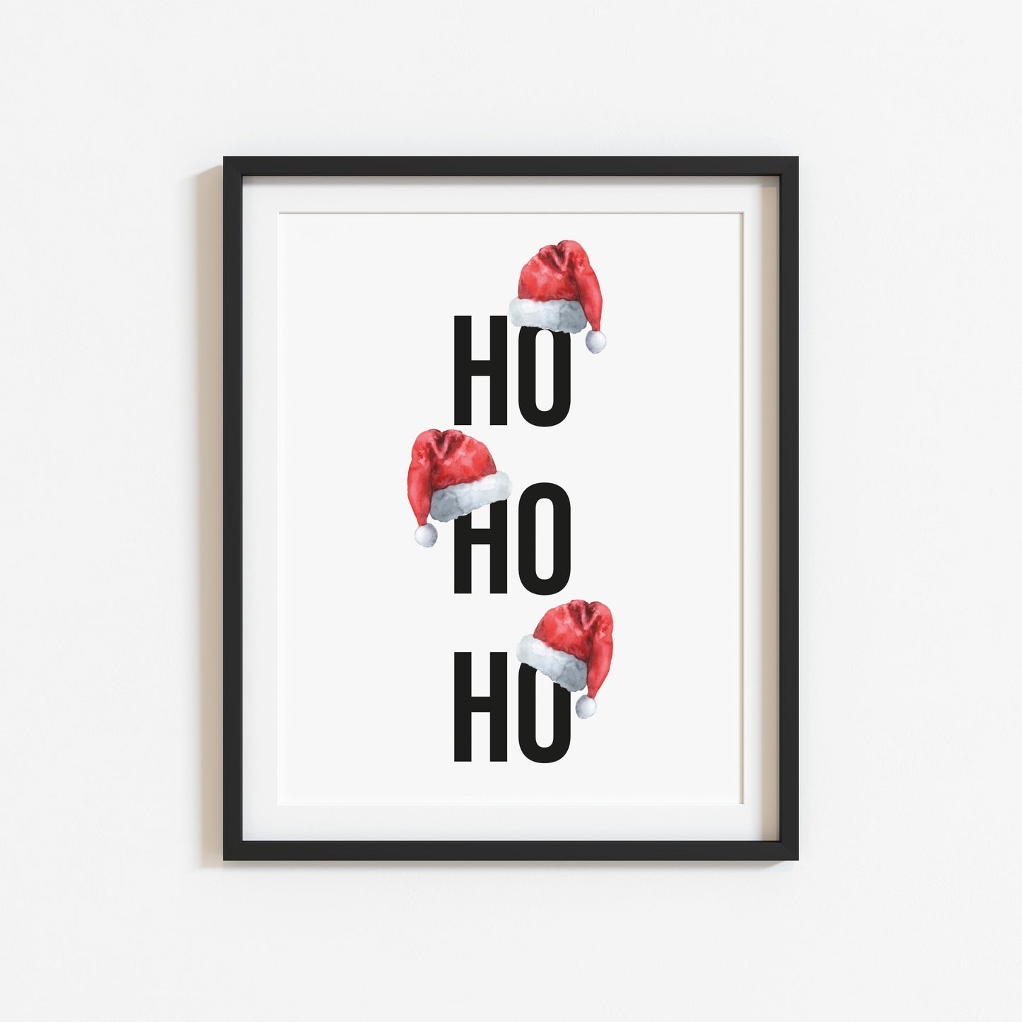 Ho Ho Ho Red Santa Hats Christmas seasonal unframed wall art poster print