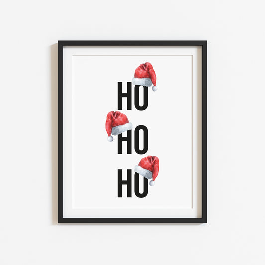 Ho Ho Ho Red Santa Hats Christmas seasonal unframed wall art poster print