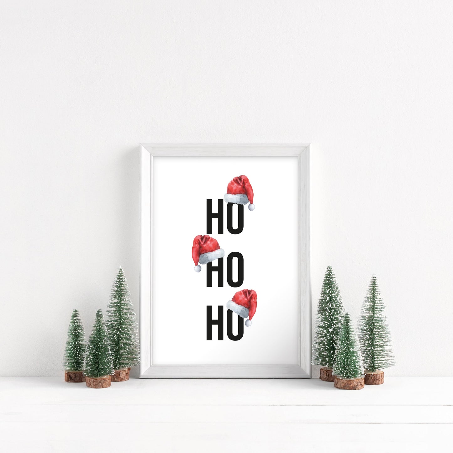 Ho Ho Ho Red Santa Hats Christmas seasonal unframed wall art poster print