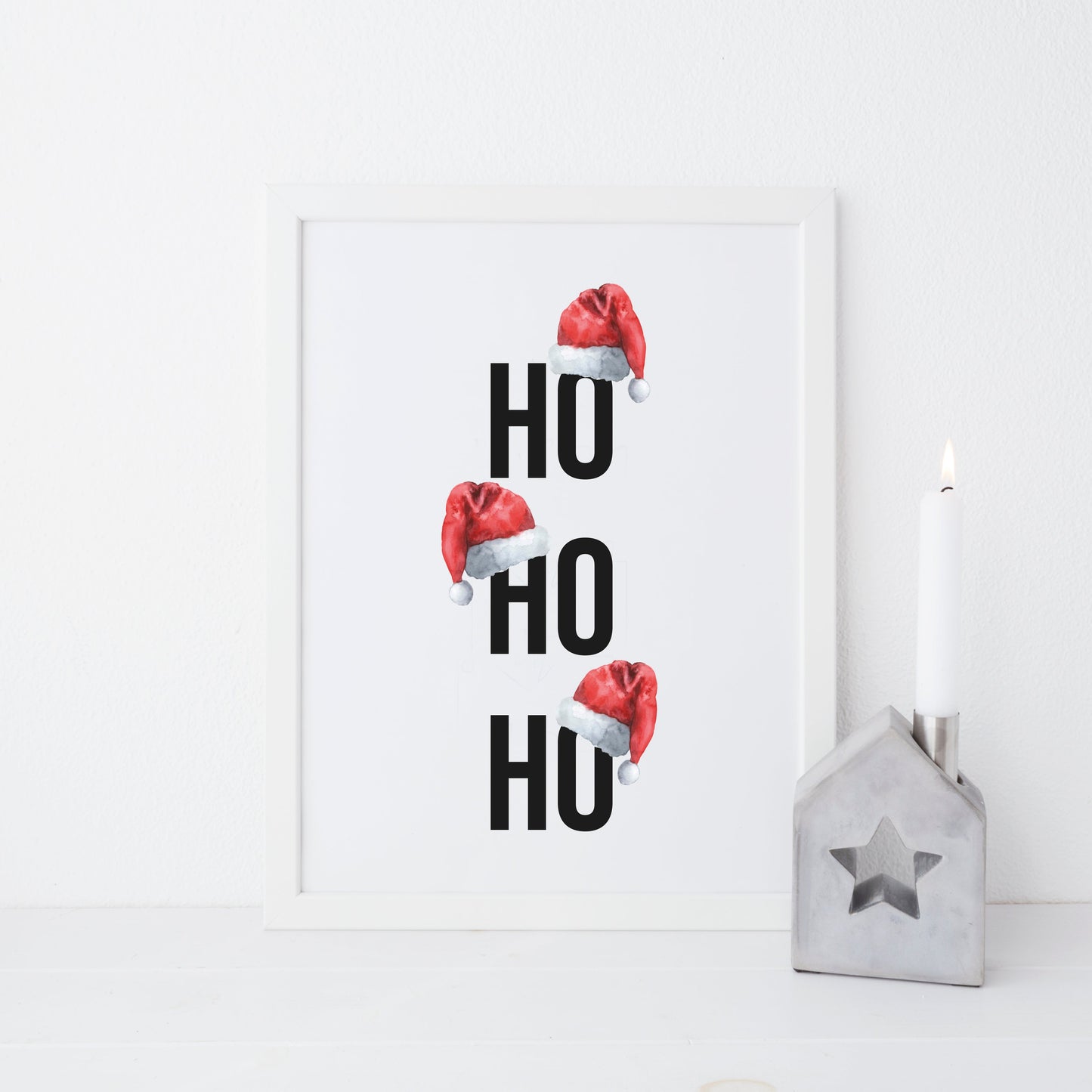 Ho Ho Ho Red Santa Hats Christmas seasonal unframed wall art poster print