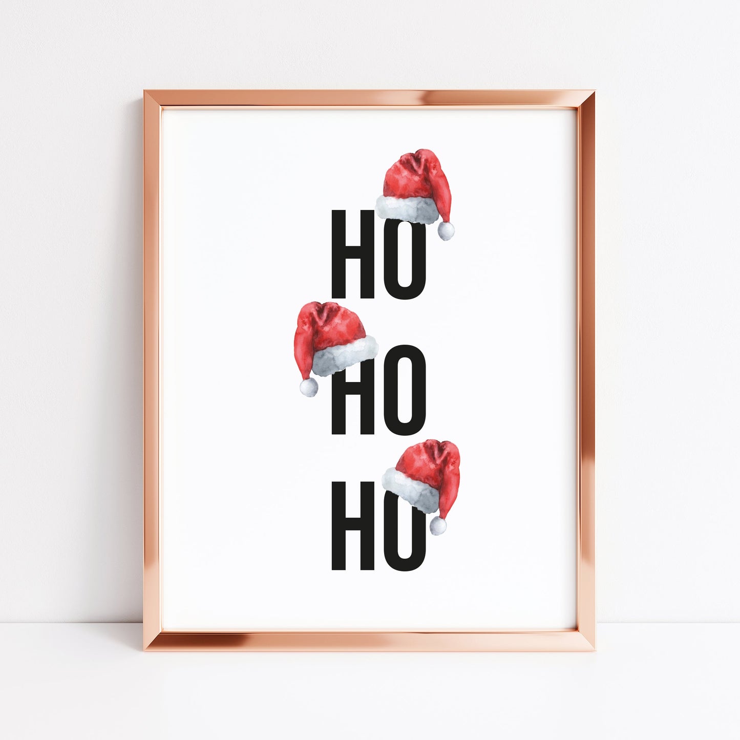 Ho Ho Ho Red Santa Hats Christmas seasonal unframed wall art poster print