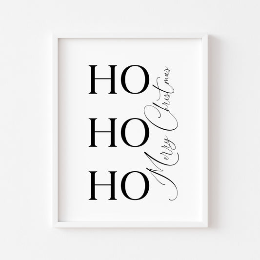Ho Ho Ho Merry Christmas simplistic duo font seasonal winter unframed wall art poster print