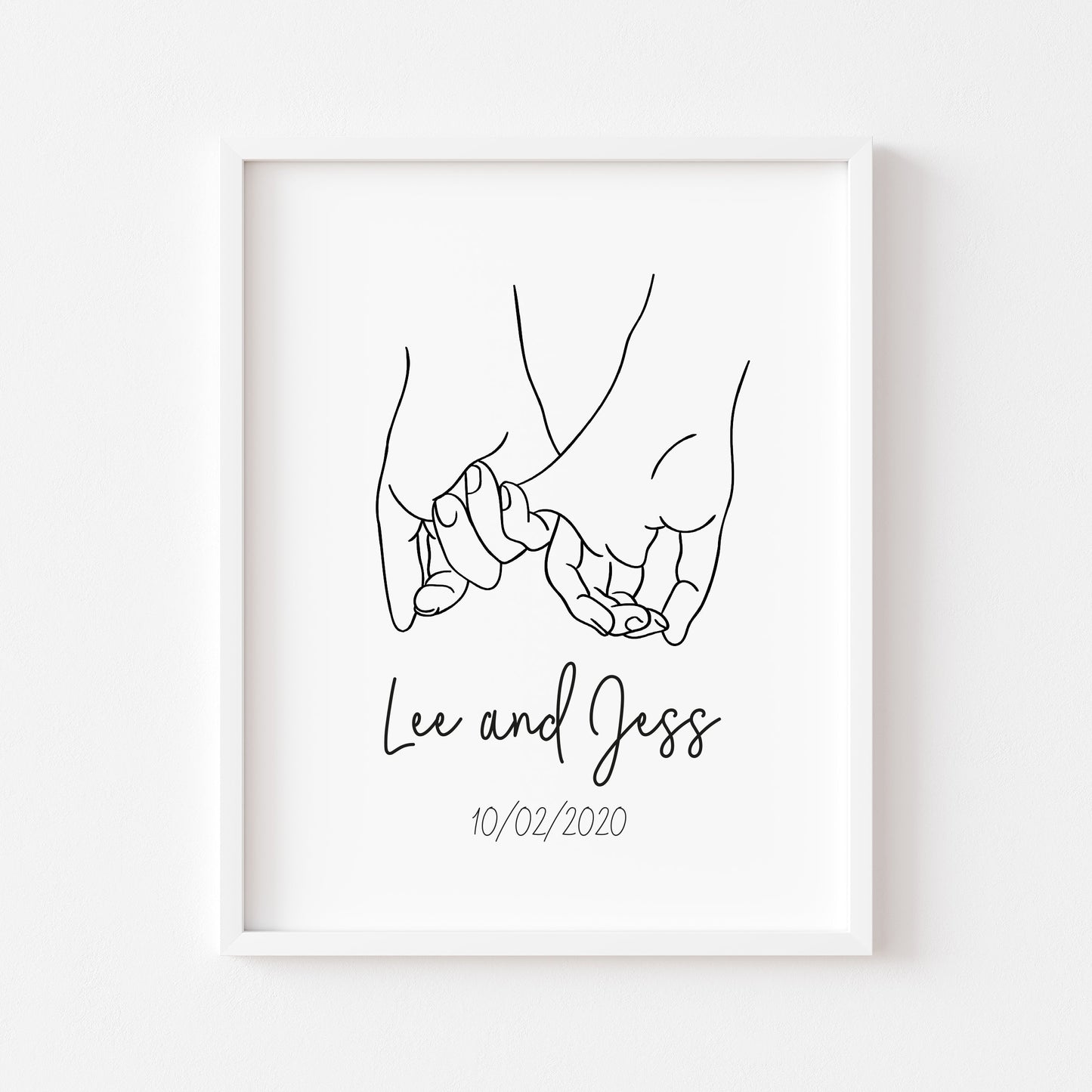 Couples print, holding hands line drawing couples cute unframed wall art poster print