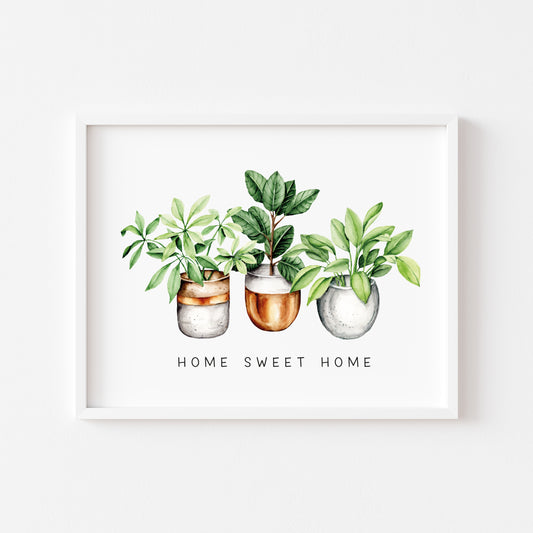 Plant print, Home sweet home succulents cactus landscape Decor (unframed)