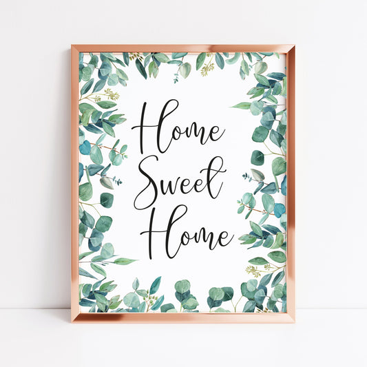 Home sweet home botanical eucalyptus greenery unframed print unframed wall art poster print