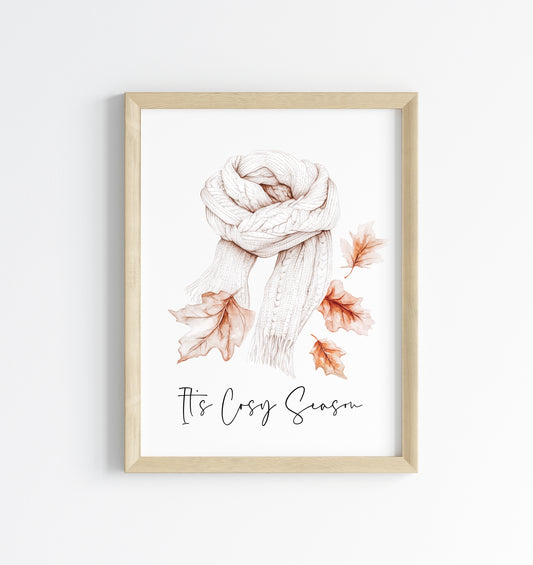 It's cosy season autumn accessories cosy scarf leaves foliage seasonal unframed wall art poster print