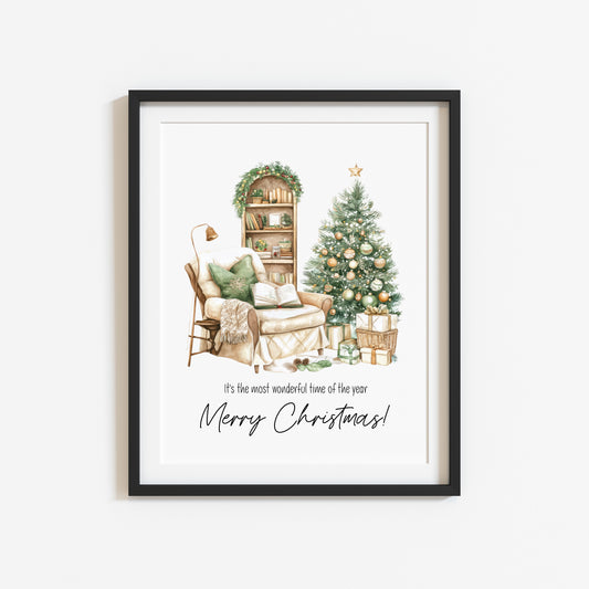 It's the most wonderful time of the year Merry Christmas home scene seasonal Christmas winter unframed wall art poster print