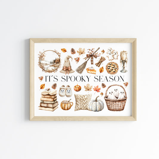 Halloween beige cosy cute spooky Autumn moon board Print unframed wall art poster print