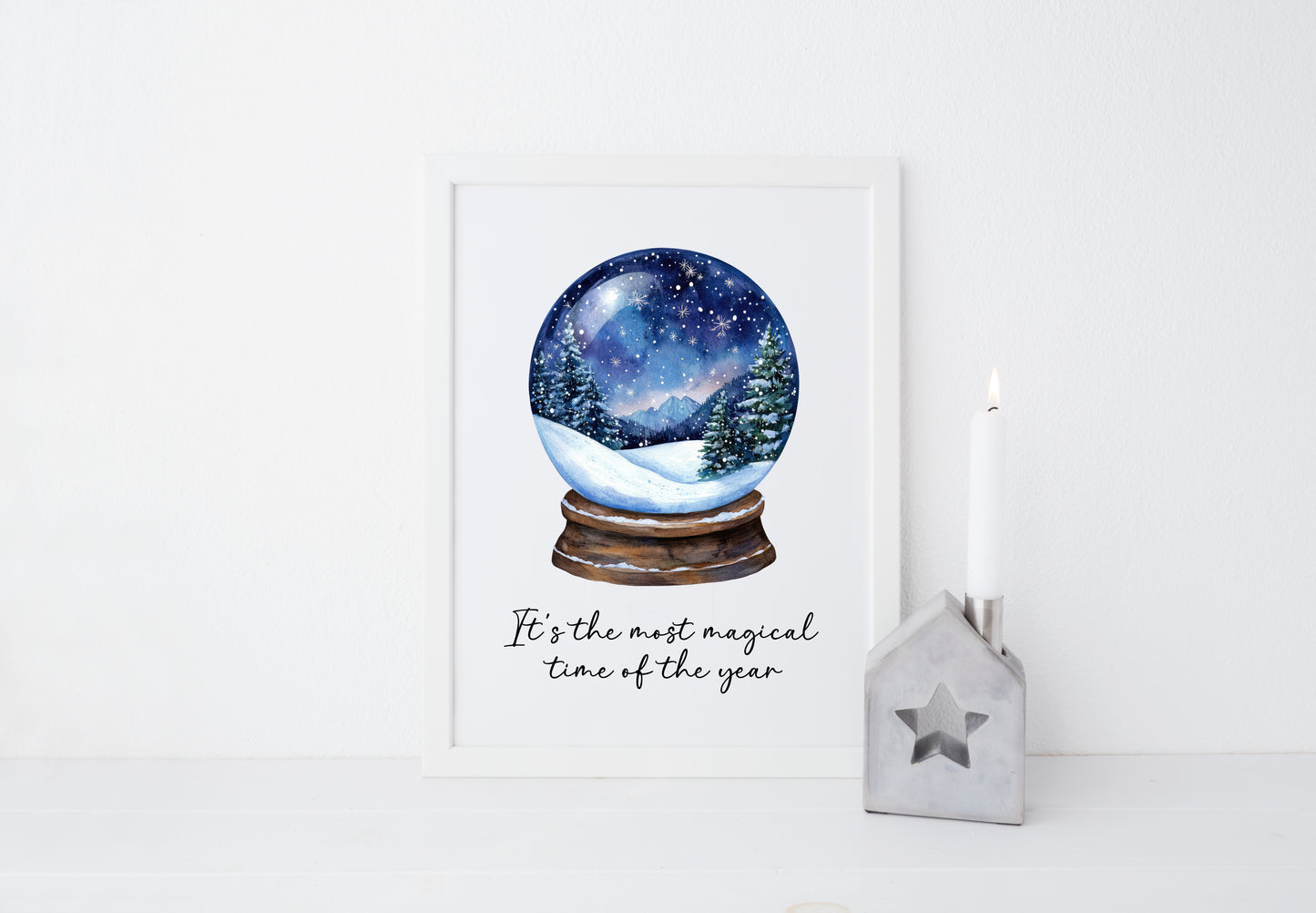 It's the most magical time of the year xmas snow globe blue seasonal Christmas winter unframed wall art poster print