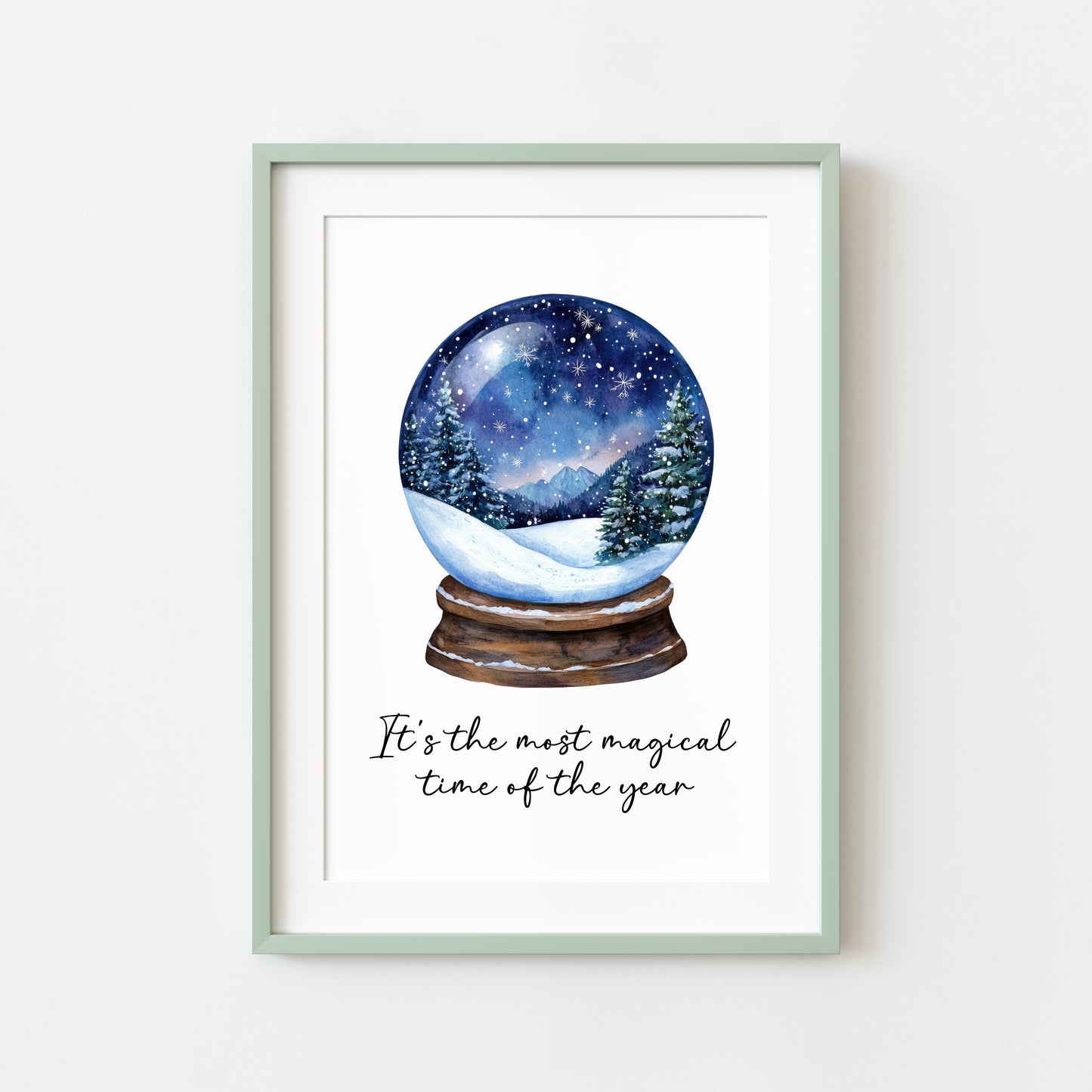 It's the most magical time of the year xmas snow globe blue seasonal Christmas winter unframed wall art poster print
