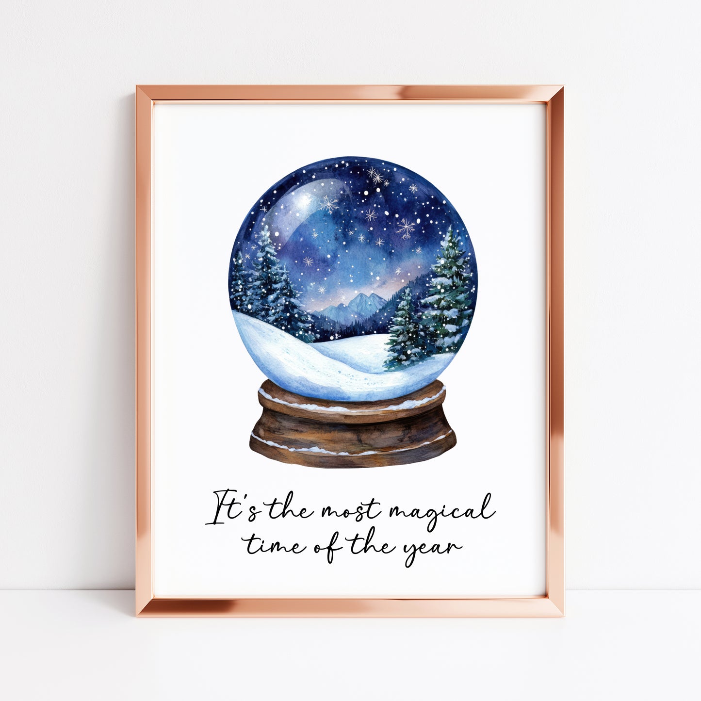 It's the most magical time of the year xmas snow globe blue seasonal Christmas winter unframed wall art poster print