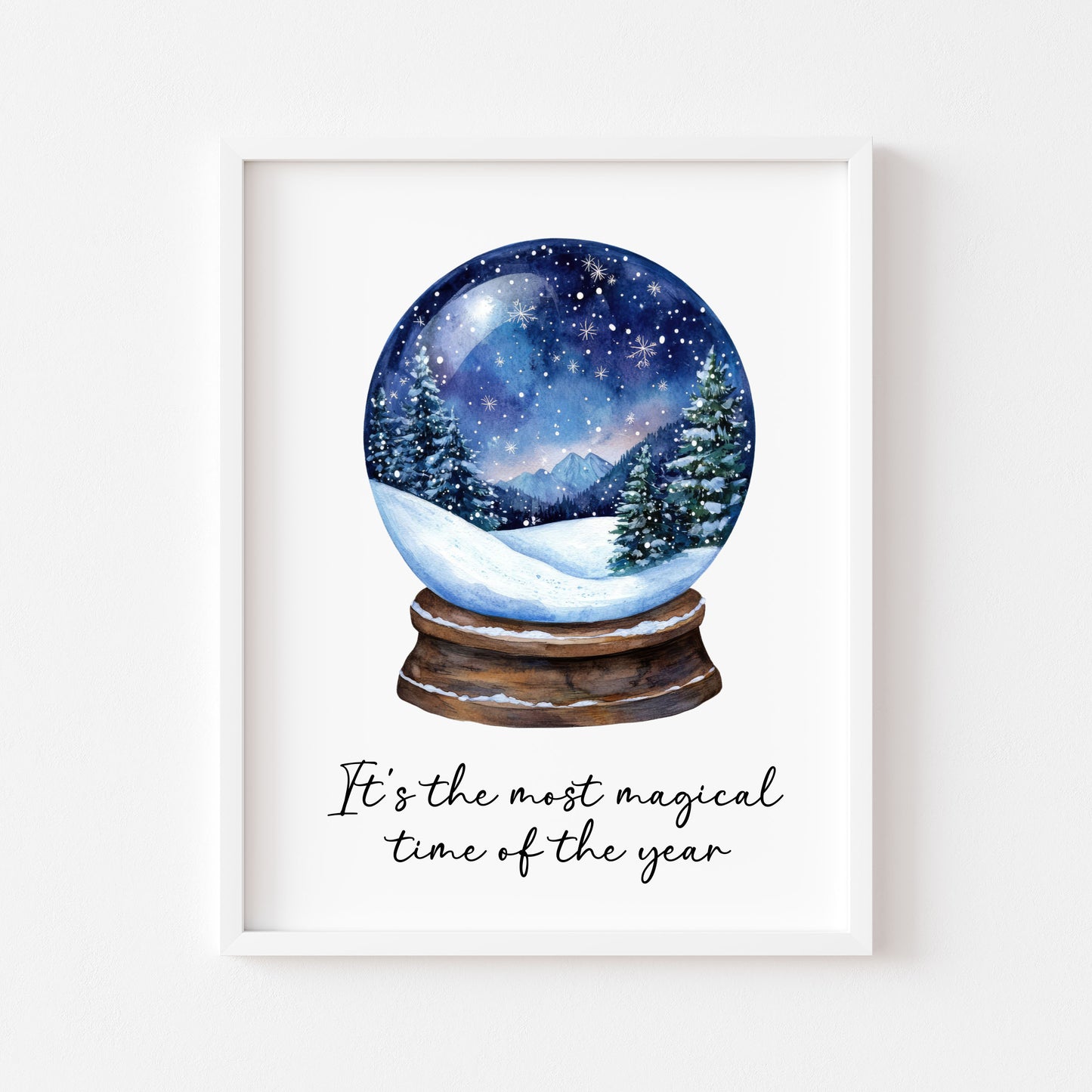 It's the most magical time of the year xmas snow globe blue seasonal Christmas winter unframed wall art poster print