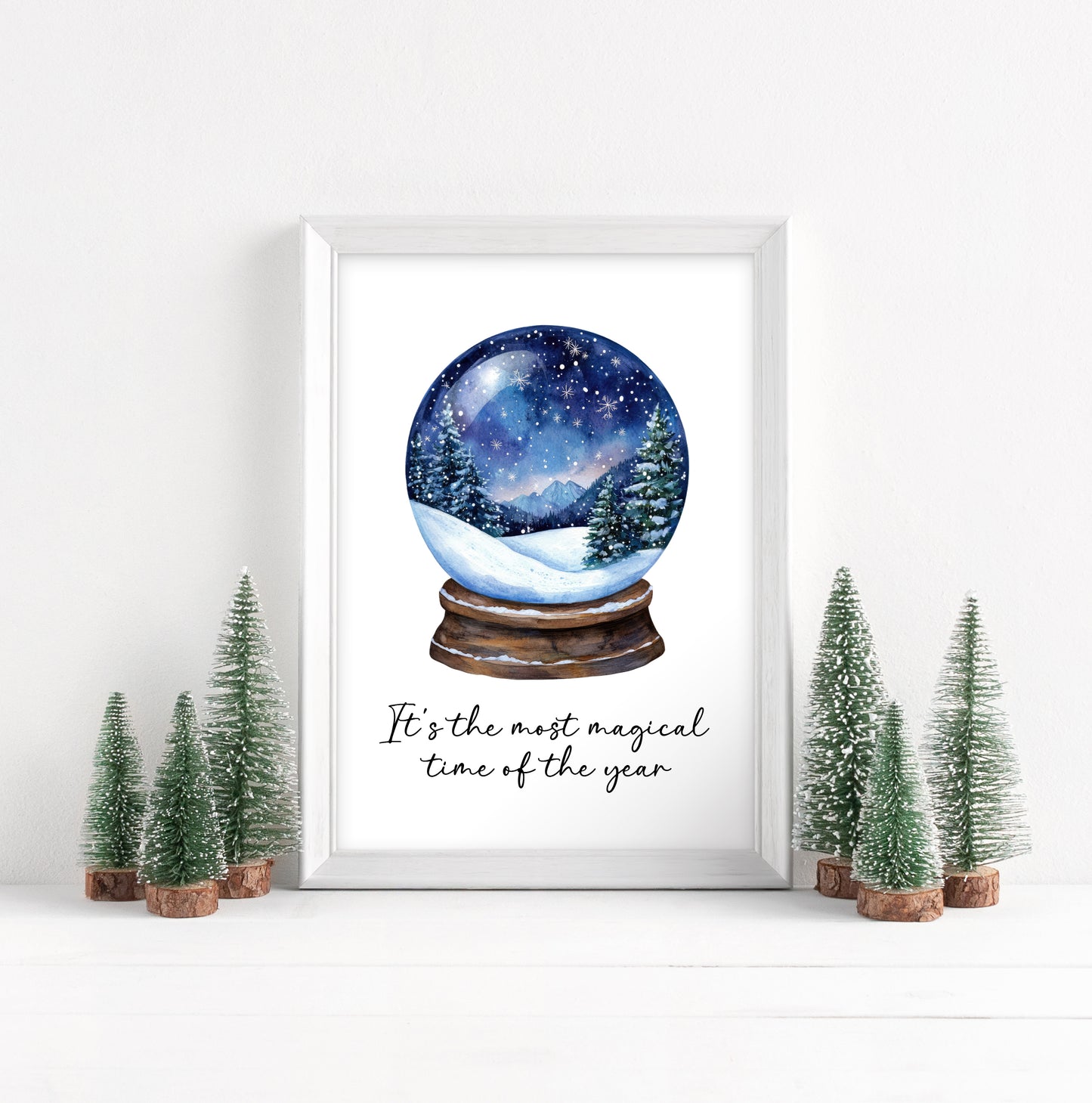 It's the most magical time of the year xmas snow globe blue seasonal Christmas winter unframed wall art poster print