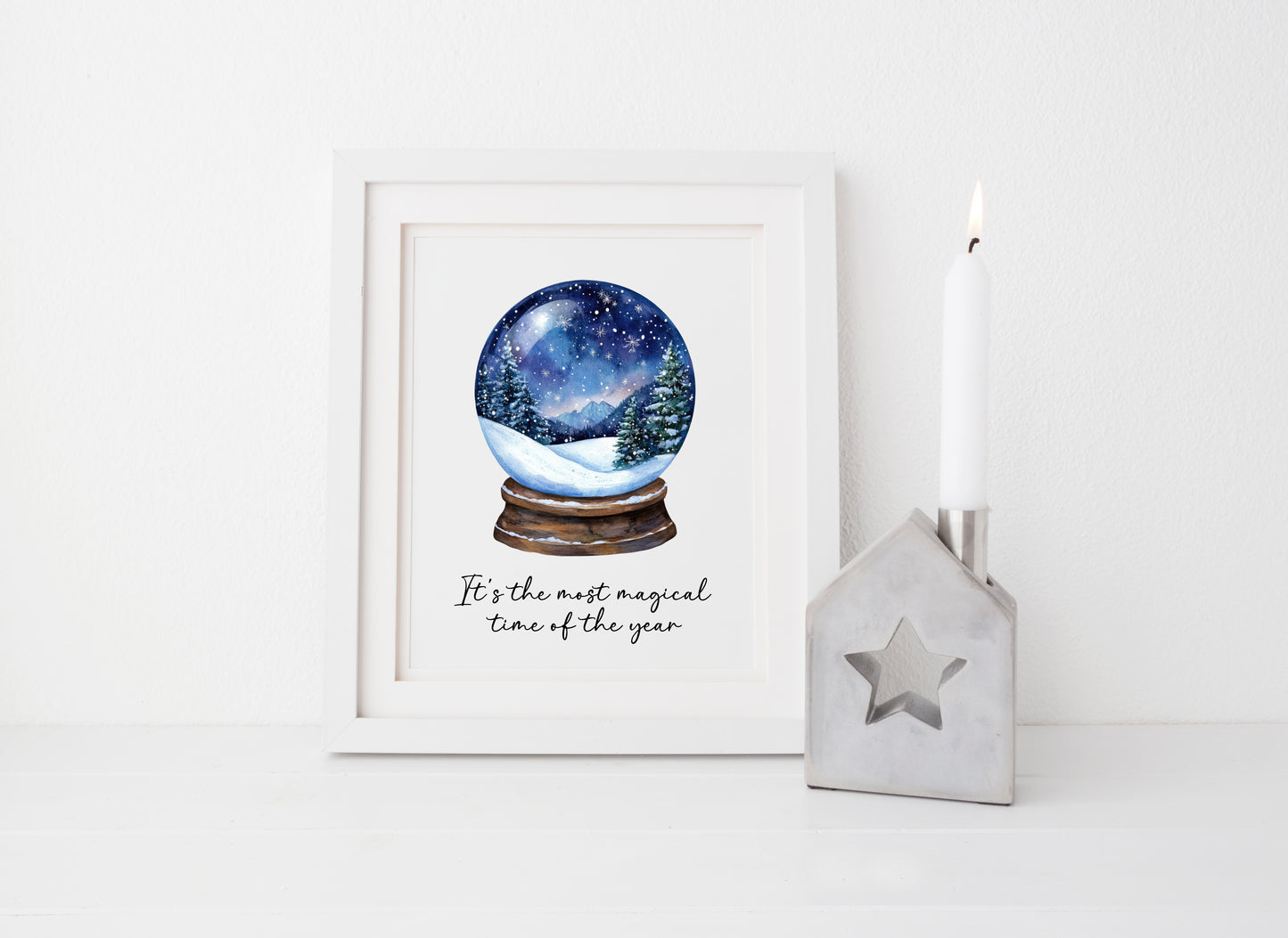 It's the most magical time of the year xmas snow globe blue seasonal Christmas winter unframed wall art poster print