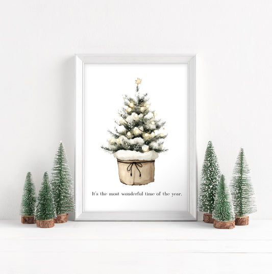 It's the most wonderful time of the year xmas Christmas tree seasonal Christmas winter unframed wall art poster print