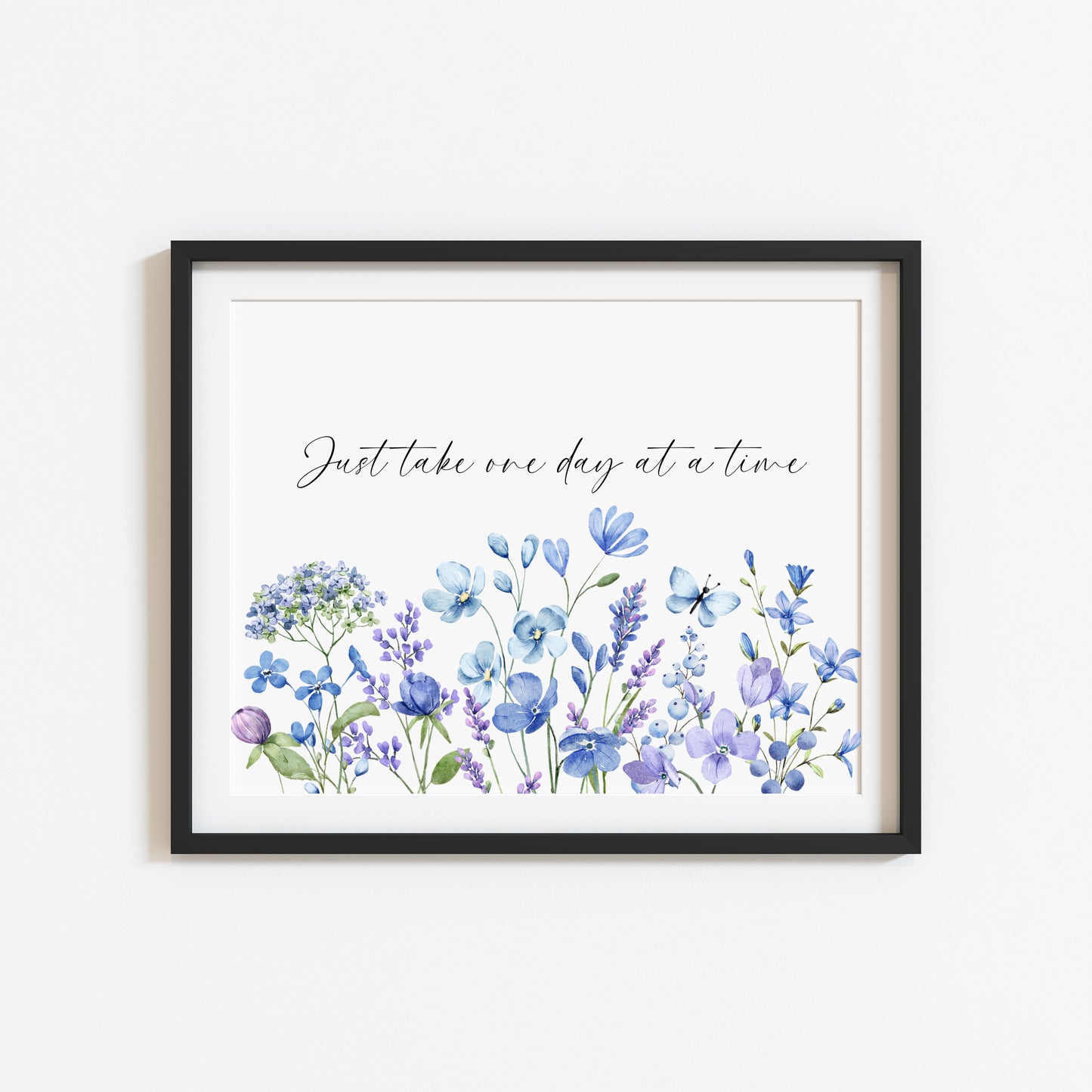 Just take one day at a time blues reds wildflower landscape motivational home bedroom unframed wall art poster print