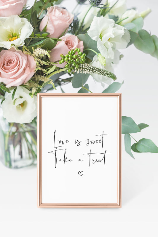 Sweet sign, Wedding sign, wedding print love is sweet take a sweet simplistic wedding unframed wall art poster print, wedding signage