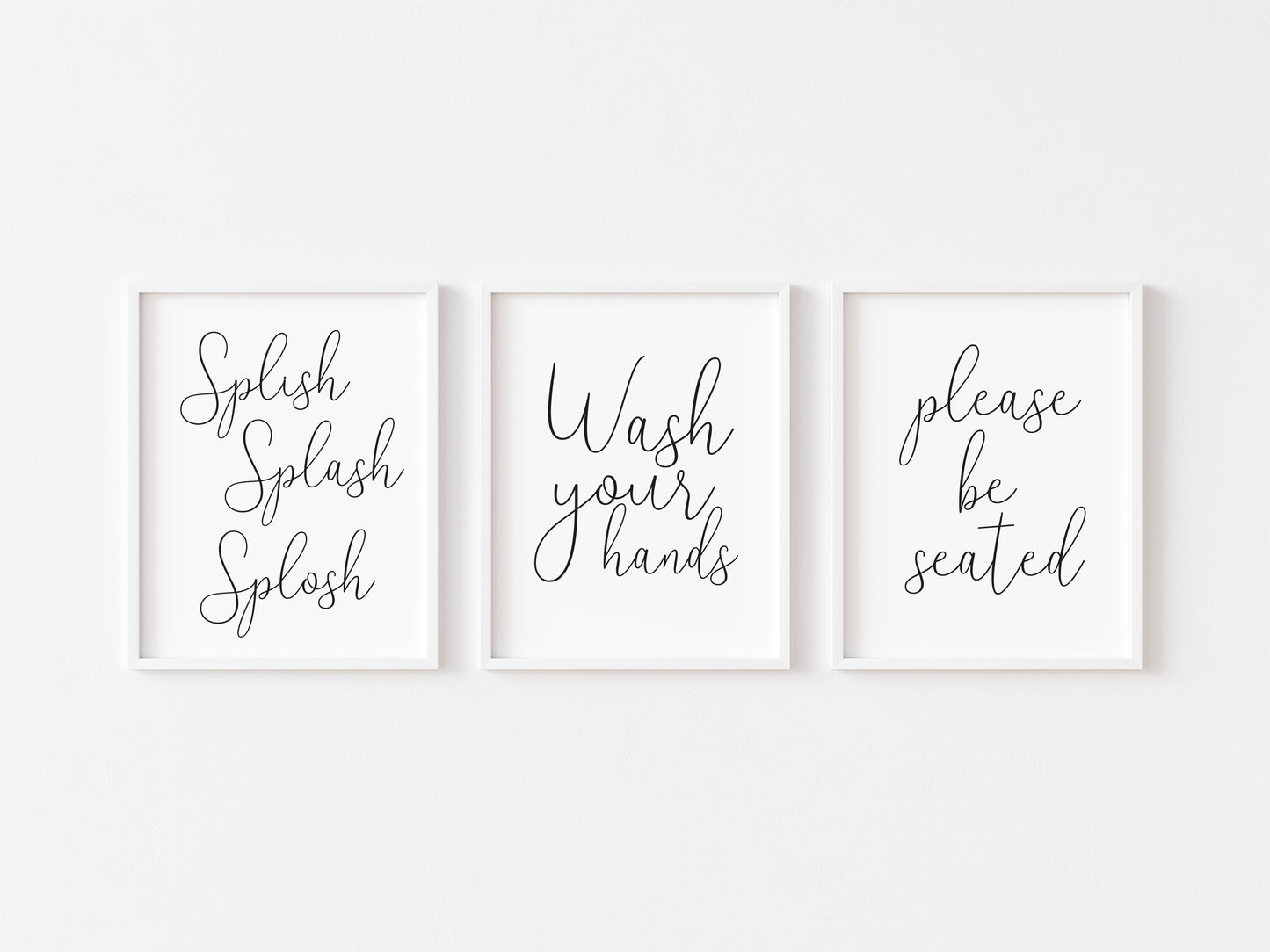 Set of 3 bathroom prints, Splish splash splosh, wash your hands, please be seated unframed wall art posterprints