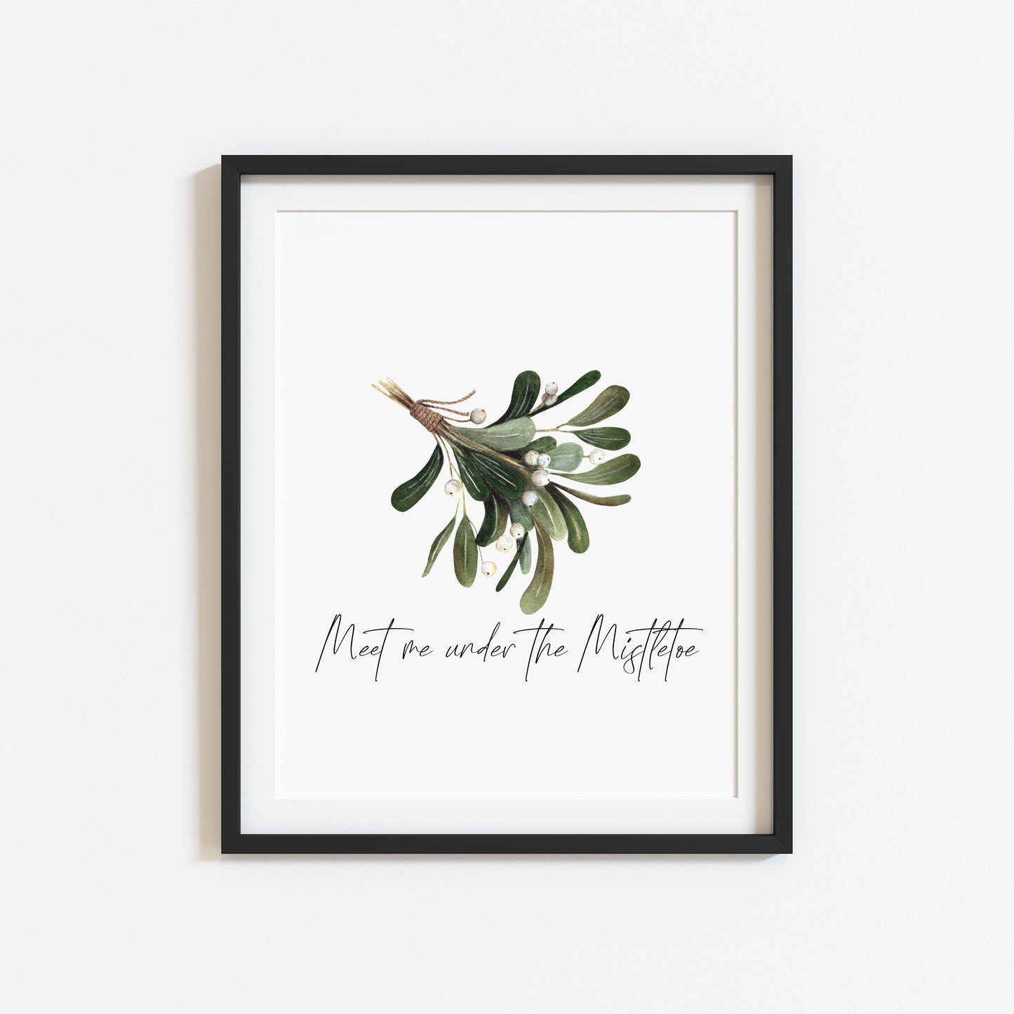 Meet me under the Mistletoe watercolour illustration xmas seasonal unframed wall art poster print