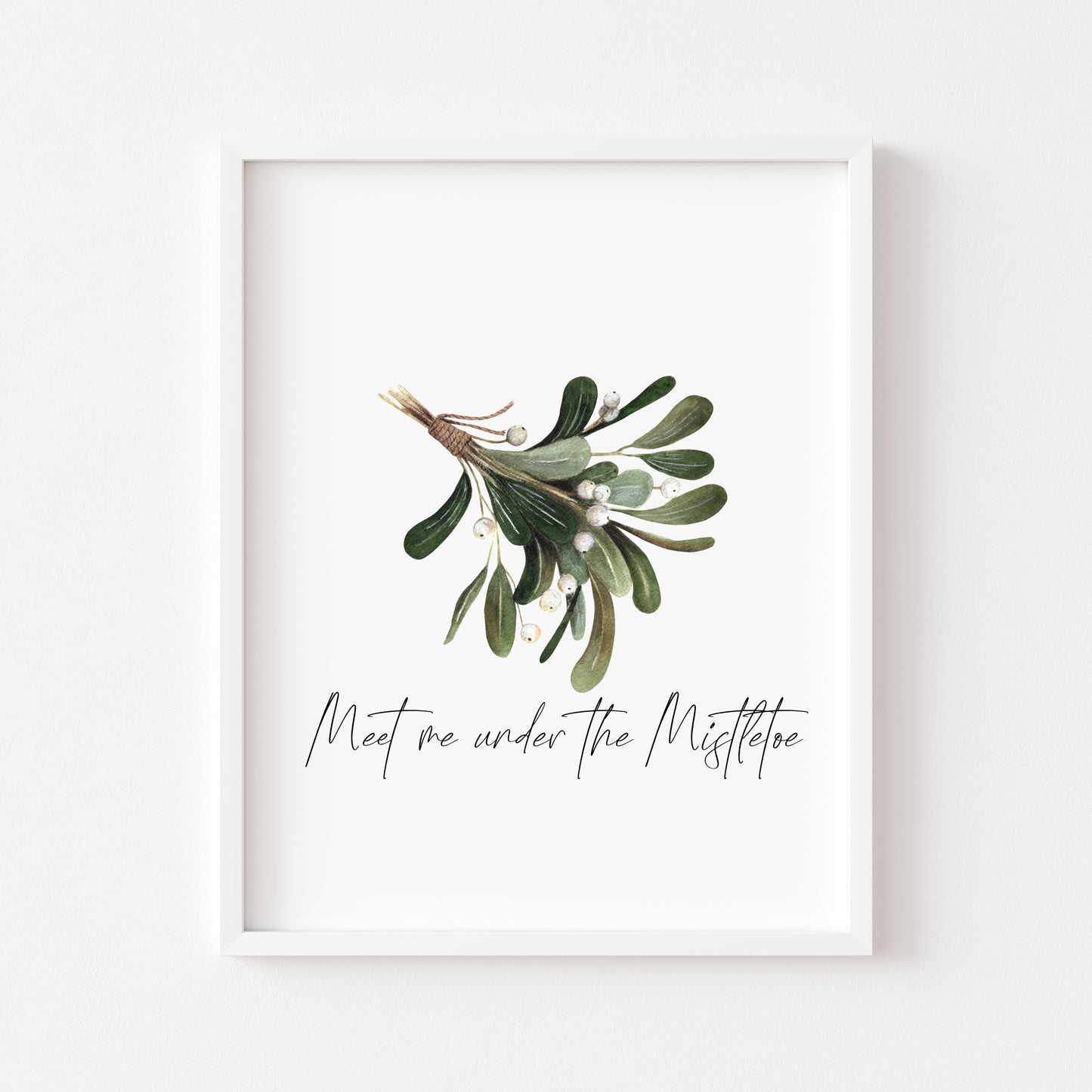 Meet me under the Mistletoe watercolour illustration xmas seasonal unframed wall art poster print