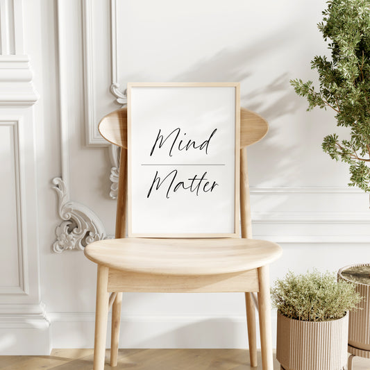 Mind over matter simplistic stylish typography motivational bedroom office unframed wall art poster print