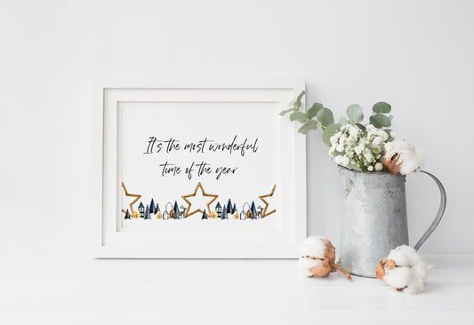 It's the most wonderful time of the year star & tree Christmas borderless unframed wall art poster print