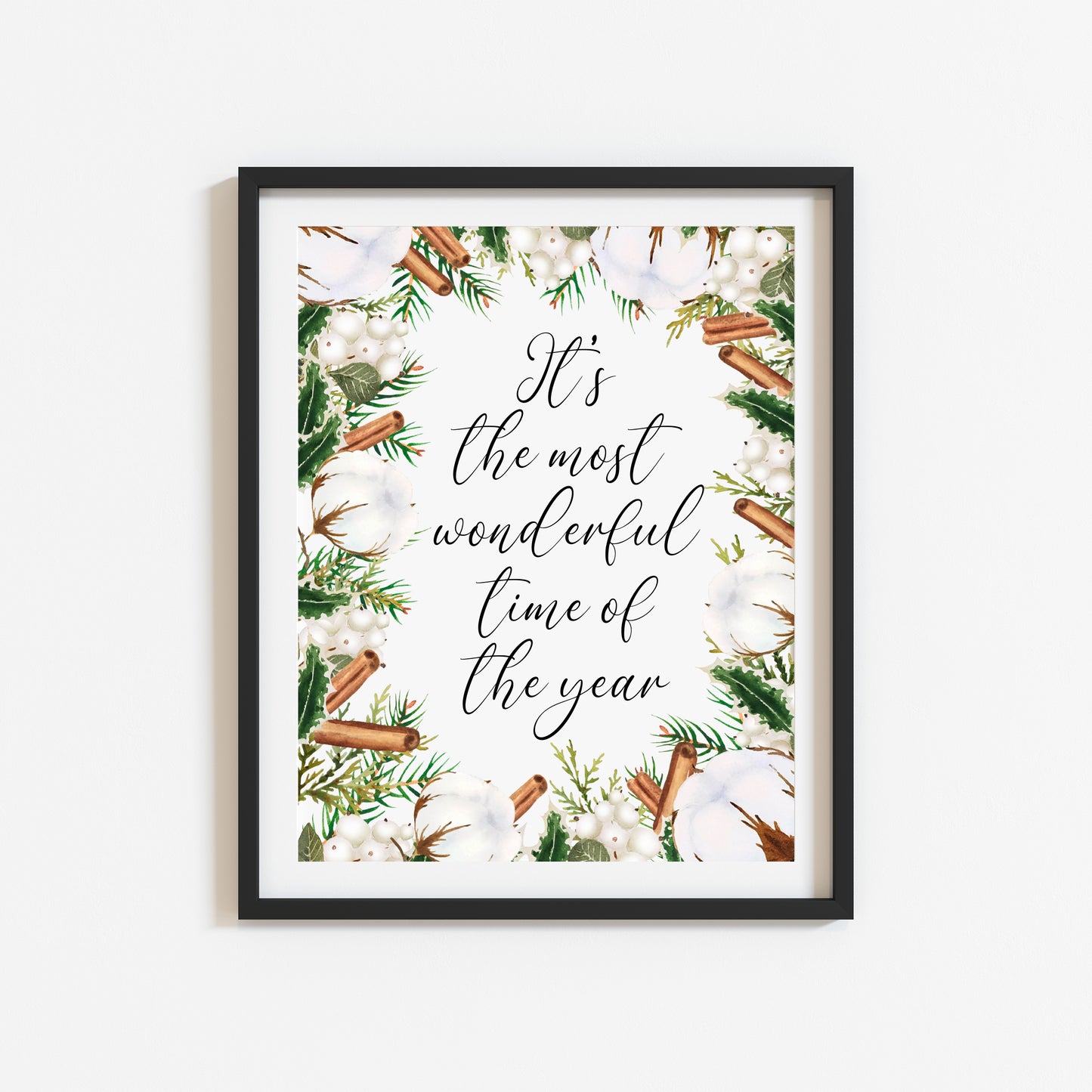 It's the most wonderful time of year watercolour cotton & cinnamon borderless seasonal Winter unframed wall art poster print