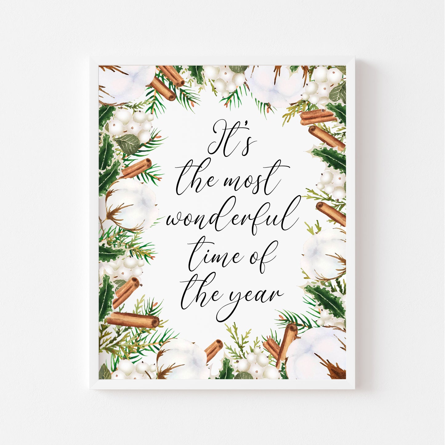 It's the most wonderful time of year watercolour cotton & cinnamon borderless seasonal Winter unframed wall art poster print