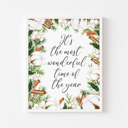 It's the most wonderful time of year watercolour cotton & cinnamon borderless seasonal Winter unframed wall art poster print