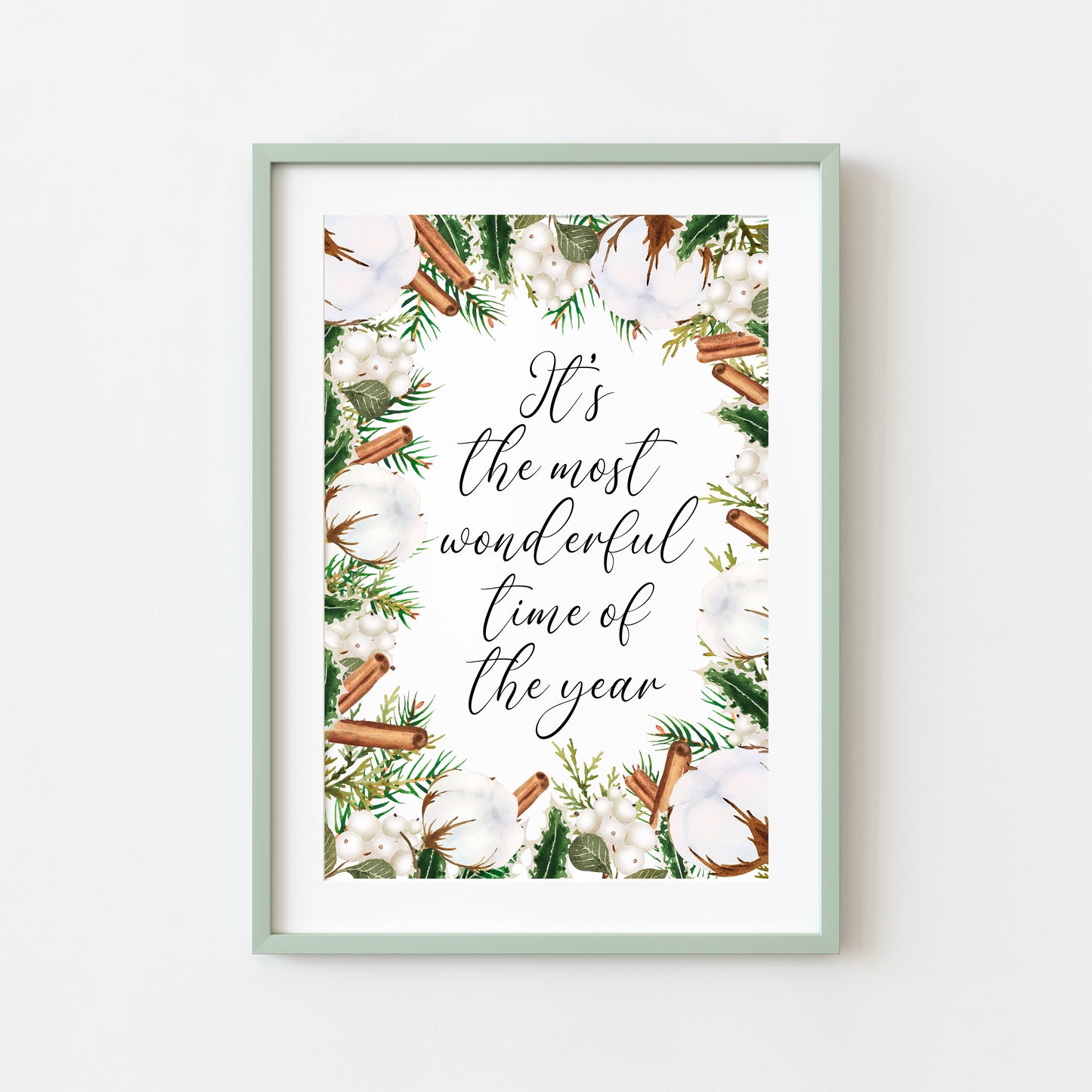 It's the most wonderful time of year watercolour cotton & cinnamon borderless seasonal Winter unframed wall art poster print