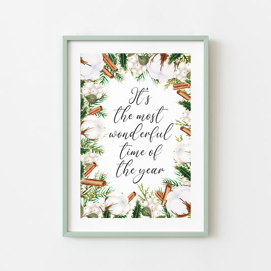 It's the most wonderful time of year watercolour cotton & cinnamon borderless seasonal Winter unframed wall art poster print
