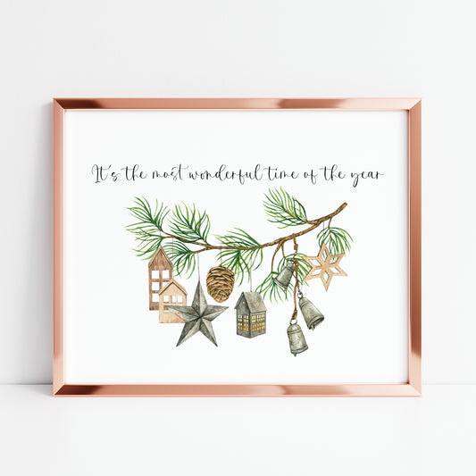 It's the most wonderful time of the year landscape hanging decorations unframed wall art poster print