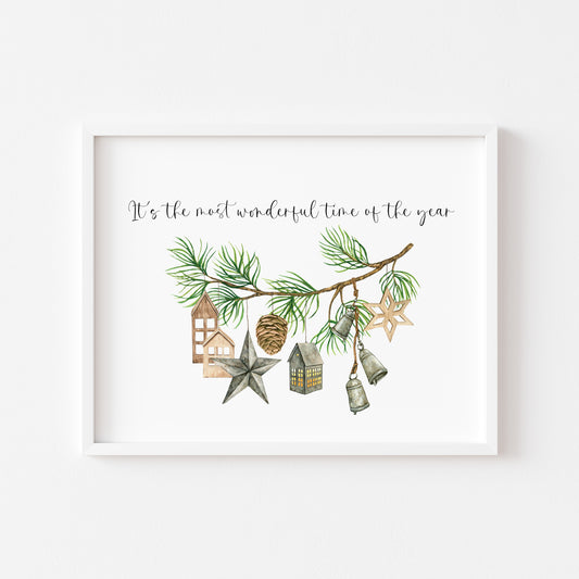 It's the most wonderful time of the year landscape hanging decorations unframed wall art poster print