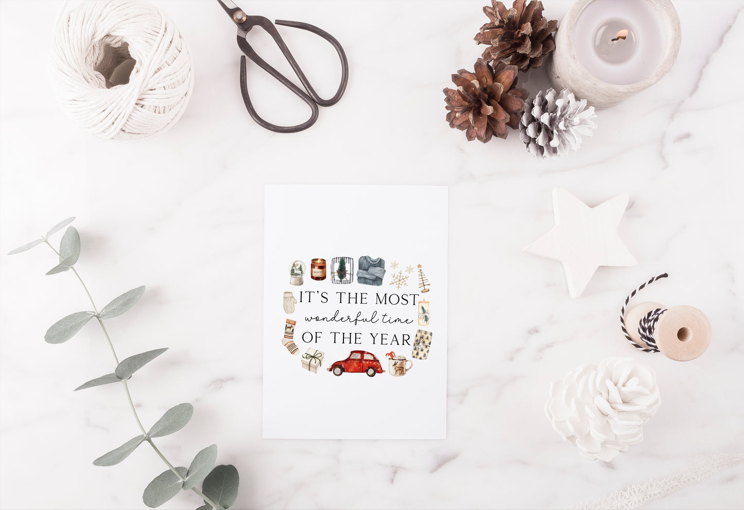 It's the most wonderful time of the year watercolour festive favourites seasonal unframed wall art poster print