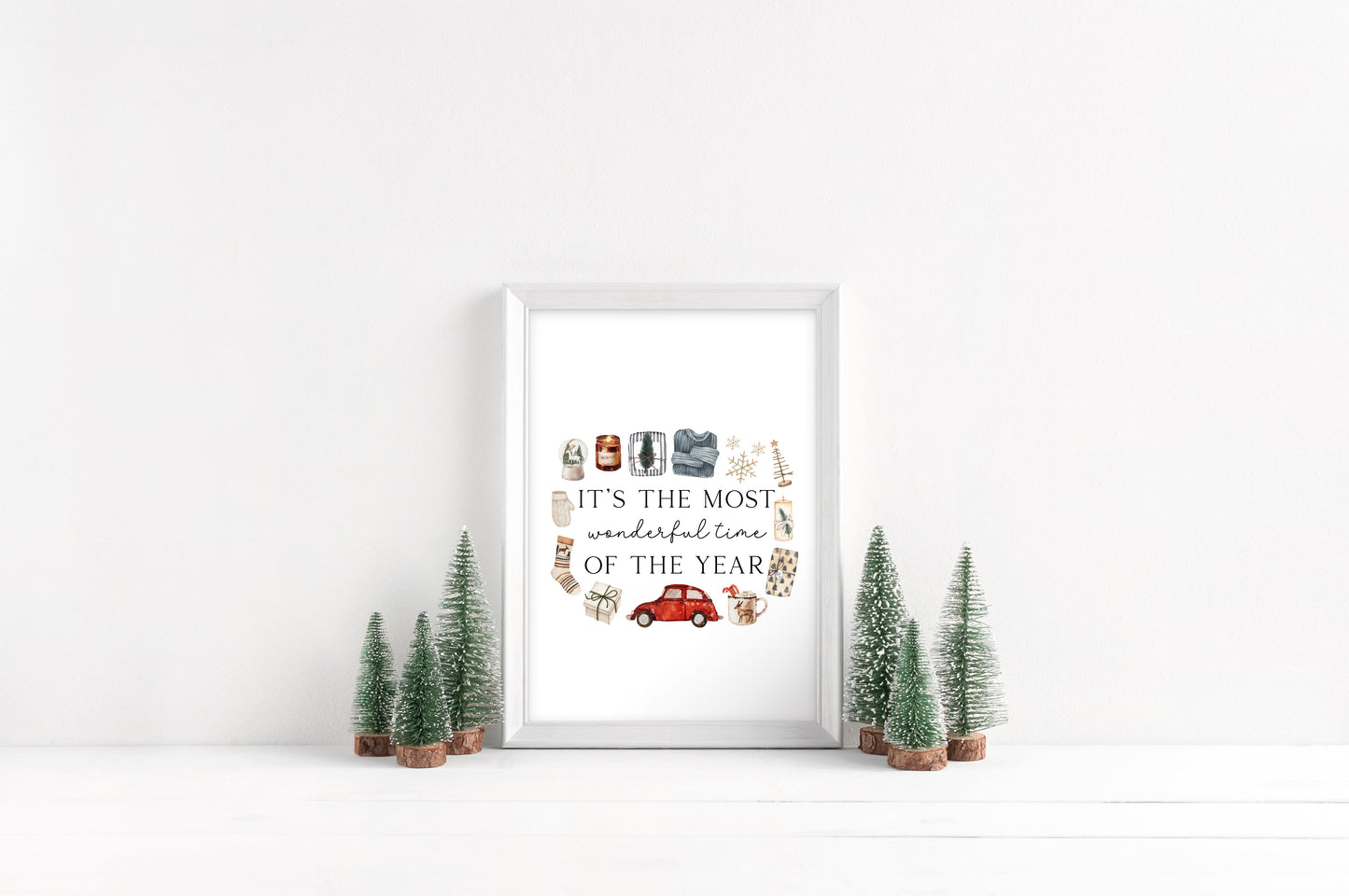 It's the most wonderful time of the year watercolour festive favourites seasonal unframed wall art poster print